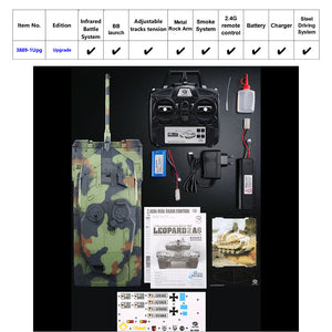 1/16 Germany Leopard 2A6 RC Military World Battle Tank