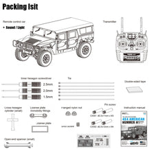 Load image into Gallery viewer, 1/10 US American Hummer H1 Alloy Car Civilian Military 4WD 16CH RC Truck Upgrade With Sound and Light HG-P415
