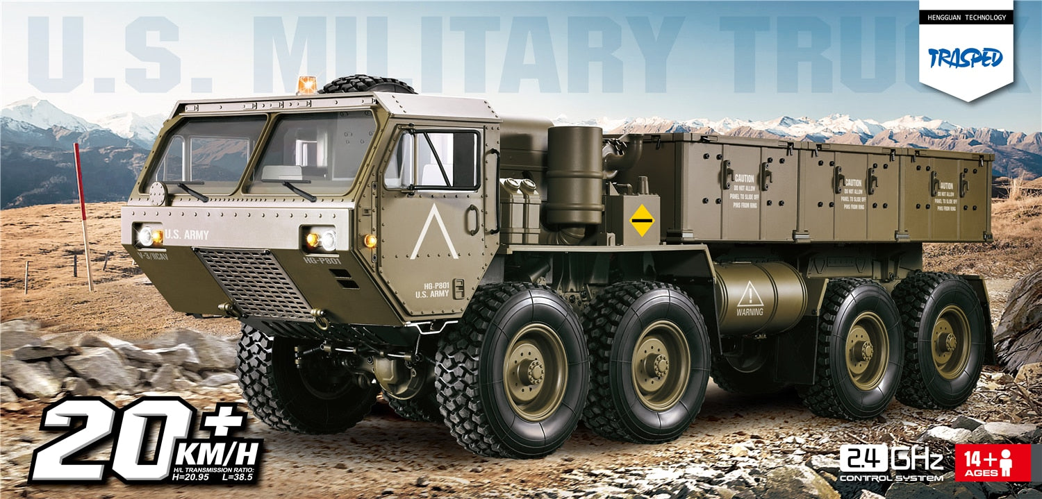 1/12 US 8x8 HEMMT M983 Military Dump Truck Off Road Army RC Alloy