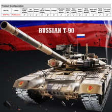 Load image into Gallery viewer, 1/16 Russian T90 RC Main Battle WW2 Tank
