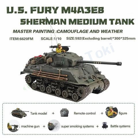 1/10 FURY Shermann M4A3E8 Heavy Hand-Made Tank