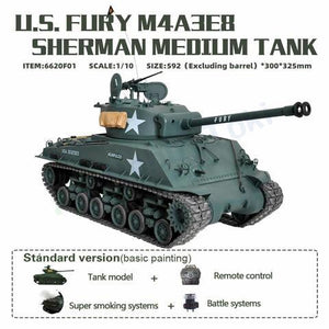 1/10 FURY Shermann M4A3E8 Heavy Hand-Made Tank