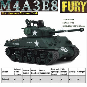 1/16 US FURY Shermann M4A3E8 Hand-Made Tank